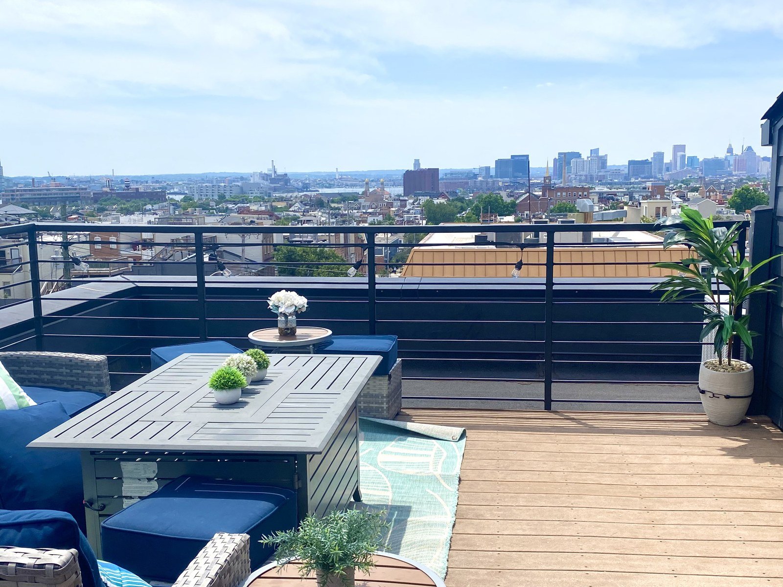 Private rooftop terrace with city skyline views